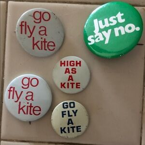 Vtg go fly a kite high as a kite pin